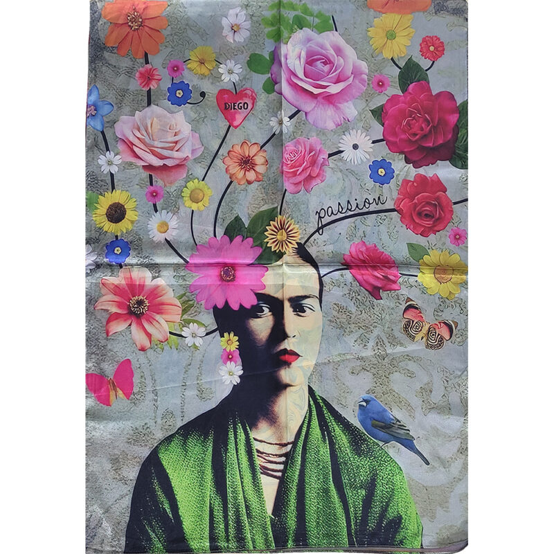 Γυναικεία Πασμίνα 100% Μετάξι, Frida Kahlo - Έντονα Χρώματα 2