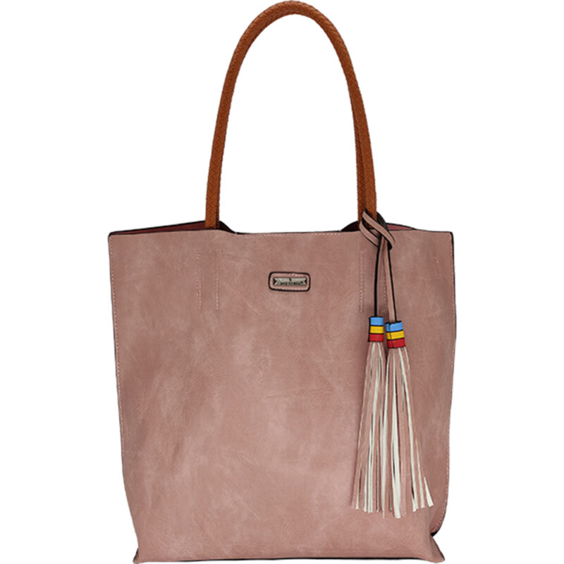 Γυναικεία Τσάντα Χειρός / Ώμου - Shopping Bag - Tote - Με Τσαντάκι Χιαστί Έξτρα - Νεσεσέρ - Ροζ