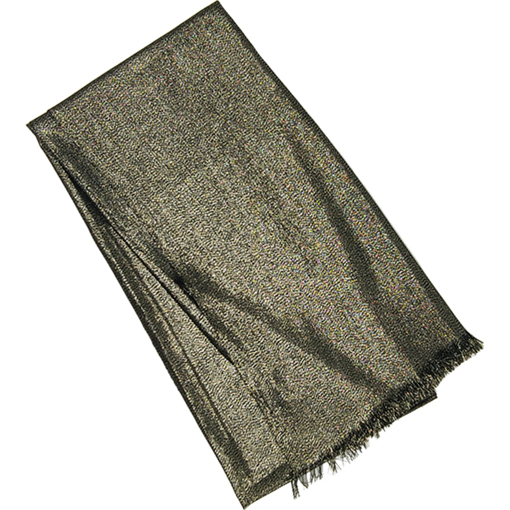 Γυναικεία Εσάρπα/Πασμίνα Για Βραδινή Εμφάνιση - Μεγάλη - Δίχτυ/Γάζα - Ιριδίζον Μπρονζέ (Μαύρο Με Χρυσή Κλωστή)