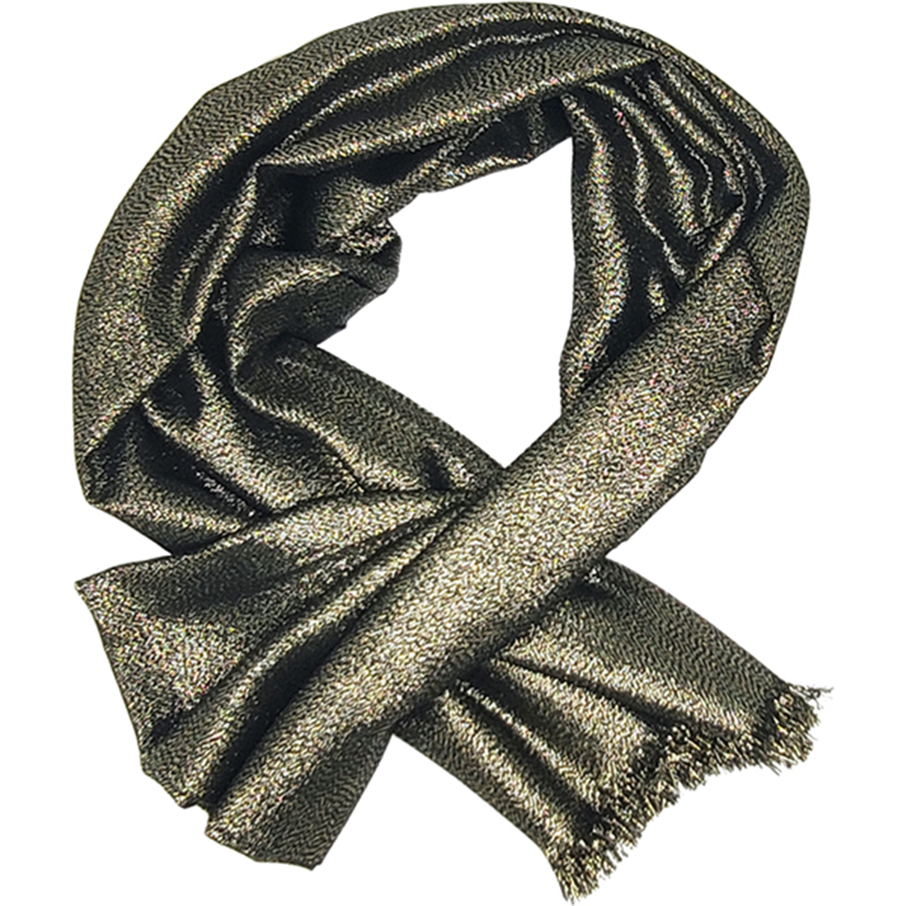 Γυναικεία Εσάρπα/Πασμίνα Για Βραδινή Εμφάνιση - Μεγάλη - Δίχτυ/Γάζα - Ιριδίζον Μπρονζέ (Μαύρο Με Χρυσή Κλωστή)