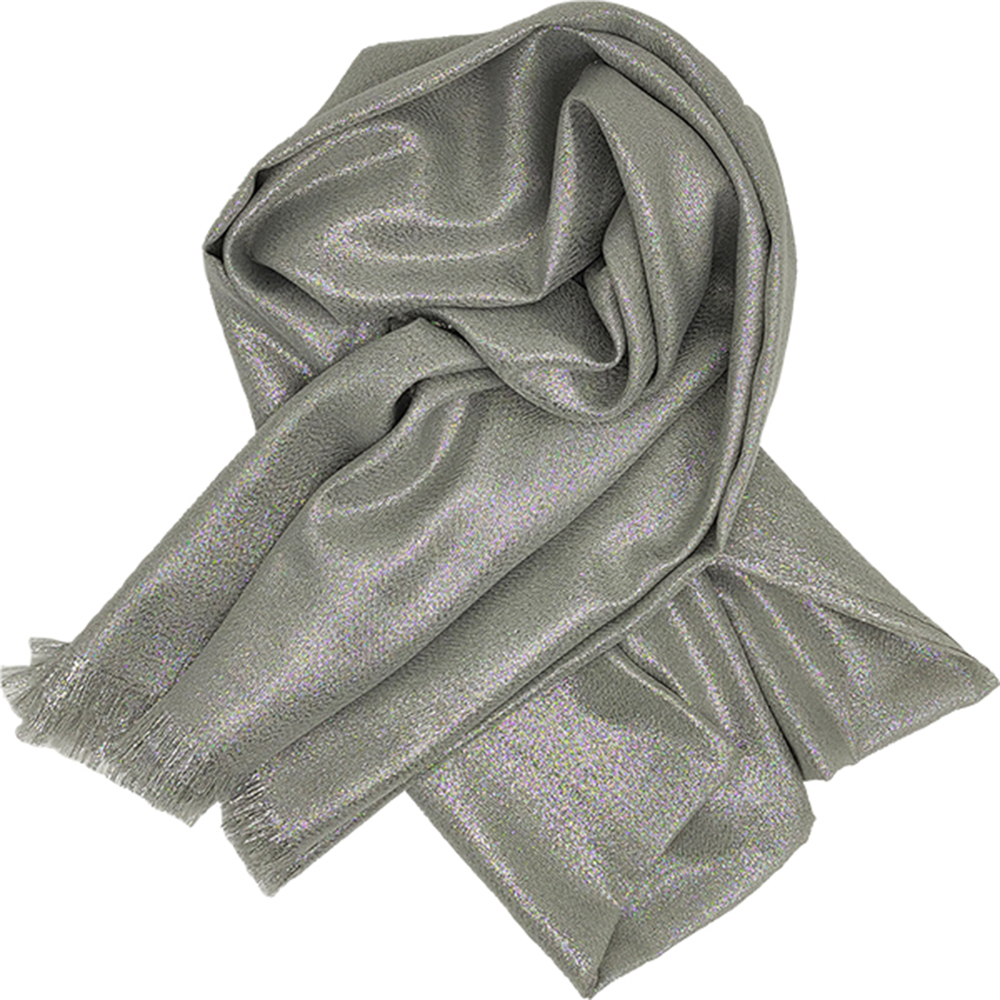 Γυναικεία Εσάρπα/Πασμίνα Για Βραδινές Εμφανίσεις - Μεγάλη - Δίχτυ/Γάζα - Γκρι Ανοιχτό Με Ασημί Κλωστή