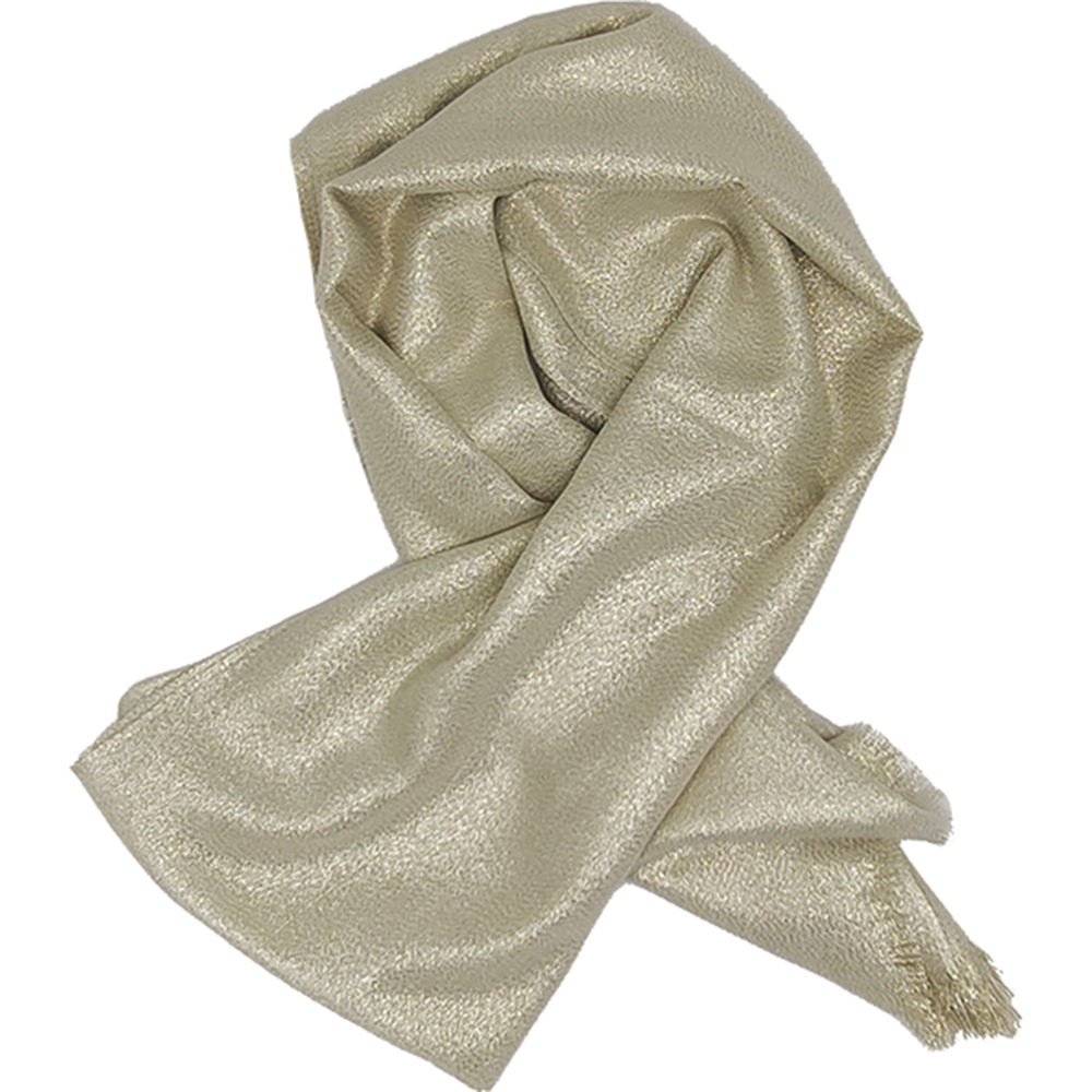 Γυναικεία Εσάρπα/Πασμίνα Για Βραδινές Εμφανίσεις - Μεγάλη - Δίχτυ/Γάζα - Λευκή Με Χρυσή Κλωστή