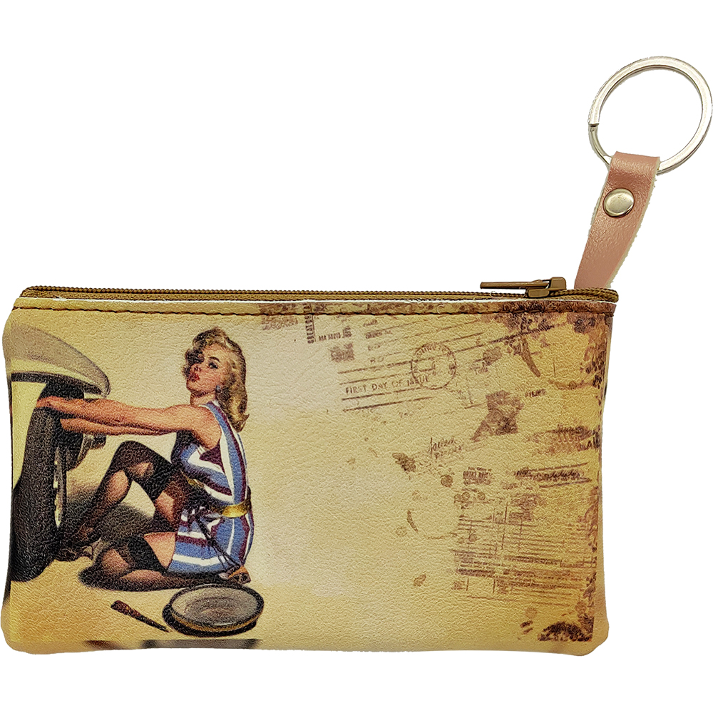 Πορτοφολάκι, Χωράει Ταυτότητα, Για Κέρματα, Κρίκος Μπρελόκ, Χειροποίητο Ελληνικό, PinUp  Girl - 40s