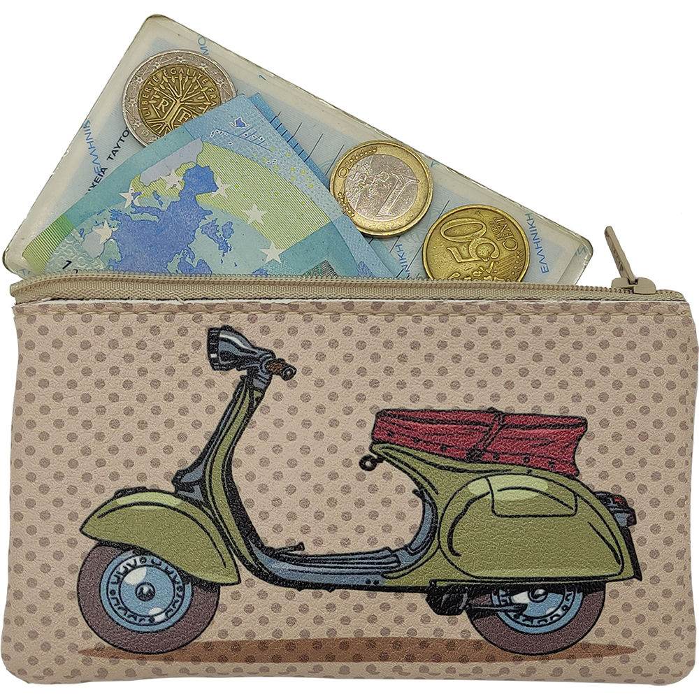 Πορτοφολάκι, Χωράει Ταυτότητα, Για Κέρματα, Κρίκος Μπρελόκ, Χειροποίητο Ελληνικό, Vintage Vespa