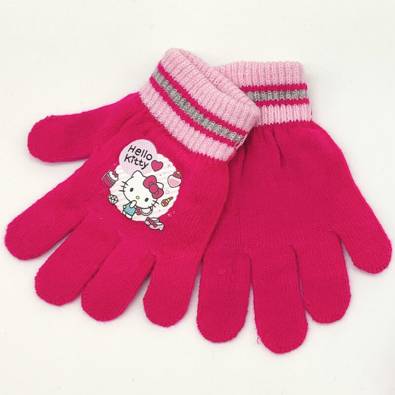 Παιδικά Γάντια Πλεκτά Classic, Hello Kitty, One Size, Φούξια