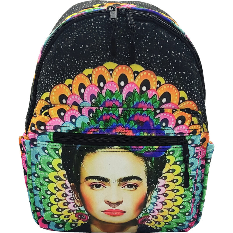 Γυναικεία Τσάντα Πλάτης, Σουέτ, Frida Kahlo, Μαύρη