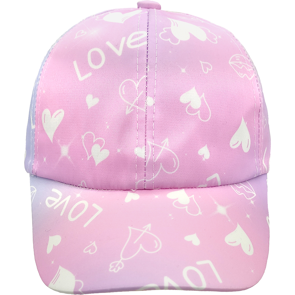 Παιδικό Καπέλο Jockey Υφασμάτινο Με Τύπωμα LOVE & Καρδούλες - Μωβ