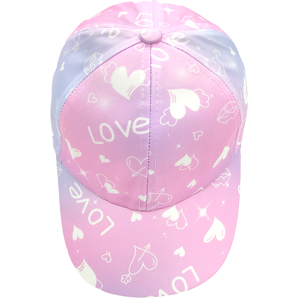 Παιδικό Καπέλο Jockey Υφασμάτινο Με Τύπωμα LOVE & Καρδούλες - Μωβ