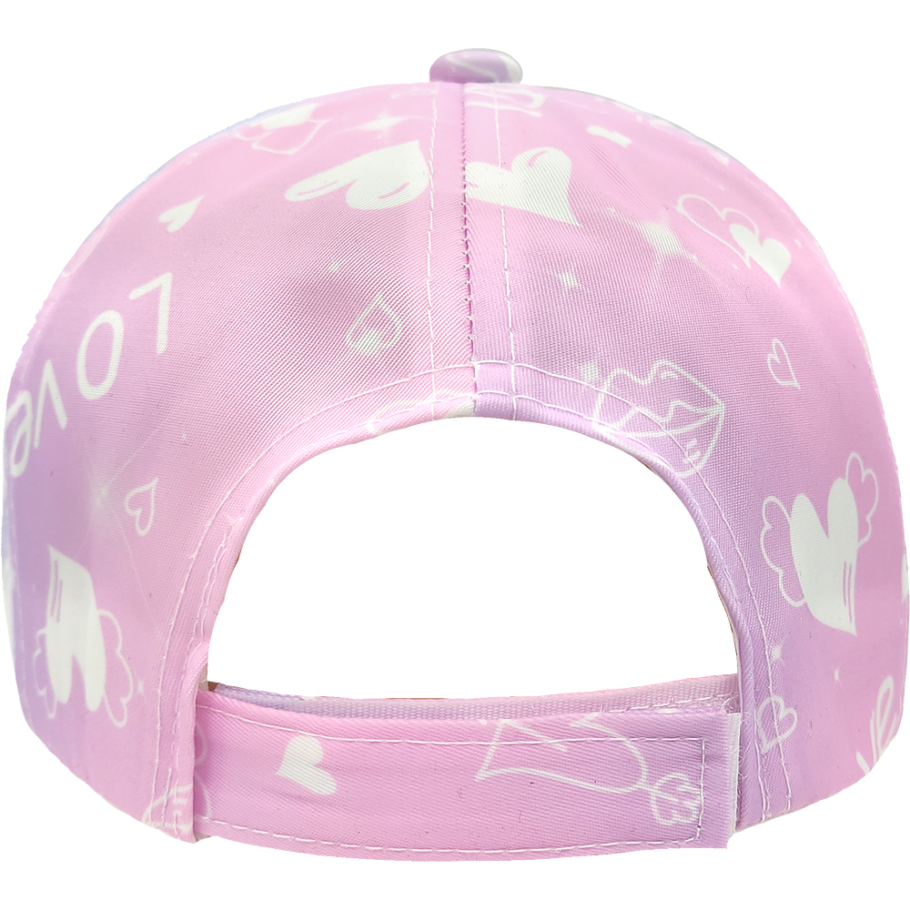 Παιδικό Καπέλο Jockey Υφασμάτινο Με Τύπωμα LOVE & Καρδούλες - Μωβ