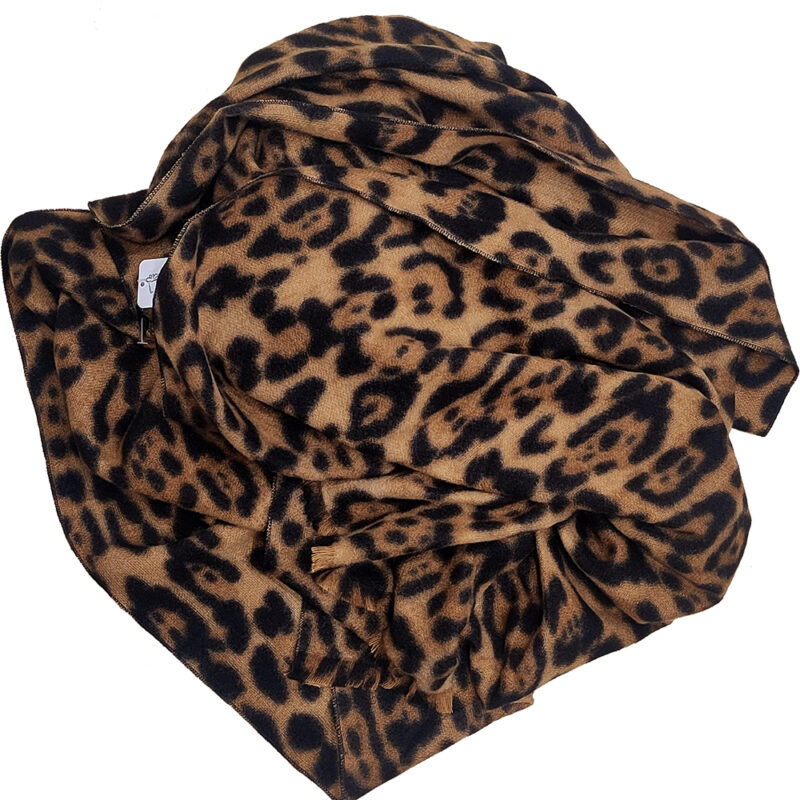 Γυναικεία Πασμίνα Διπλής Όψης, Animal Print, Λεοπάρ