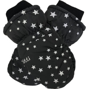 Παιδικά Γάντια Για Σκι Με Επένδυση Fleece & Πλεκτό Καρπό - Αστεράκια - 2-4 Ετών - Γκρι Σκούρο