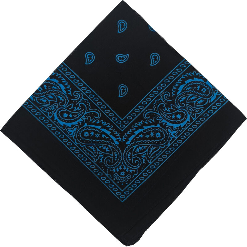 Unisex Μαντήλι Μπαντάνα - Cotton - Bandana - Vintage Σχέδιο - Μαύρο Με Έντονο Μπλε
