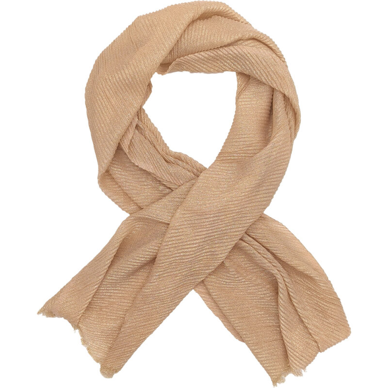 Γυναικεία Εσάρπα/Πασμίνα Πλισέ Για Βραδινές Εμφανίσεις - Μεγάλη - Δίχτυ/Γάζα - Ιριδίζον Χρυσό Με Σομόν