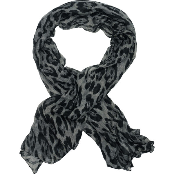 Γυναικείο Φουλάρι Λεπτό, Animal Print, Λεοπάρ - Γκρι Σκούρο