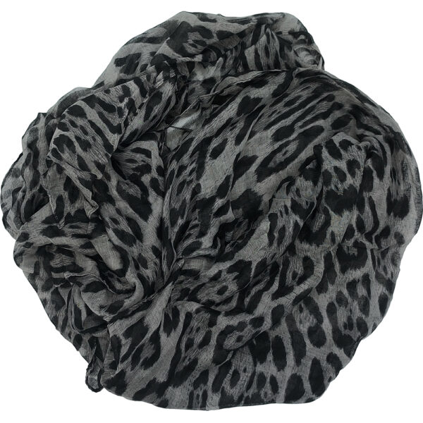 Γυναικείο Φουλάρι Λεπτό, Animal Print, Λεοπάρ - Γκρι Σκούρο