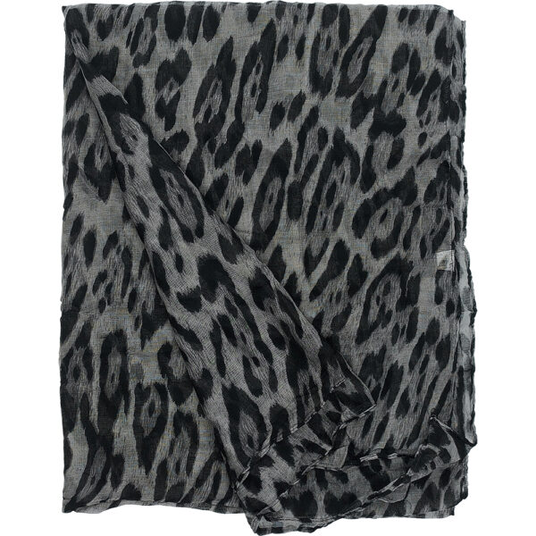 Γυναικείο Φουλάρι Λεπτό, Animal Print, Λεοπάρ - Γκρι Σκούρο