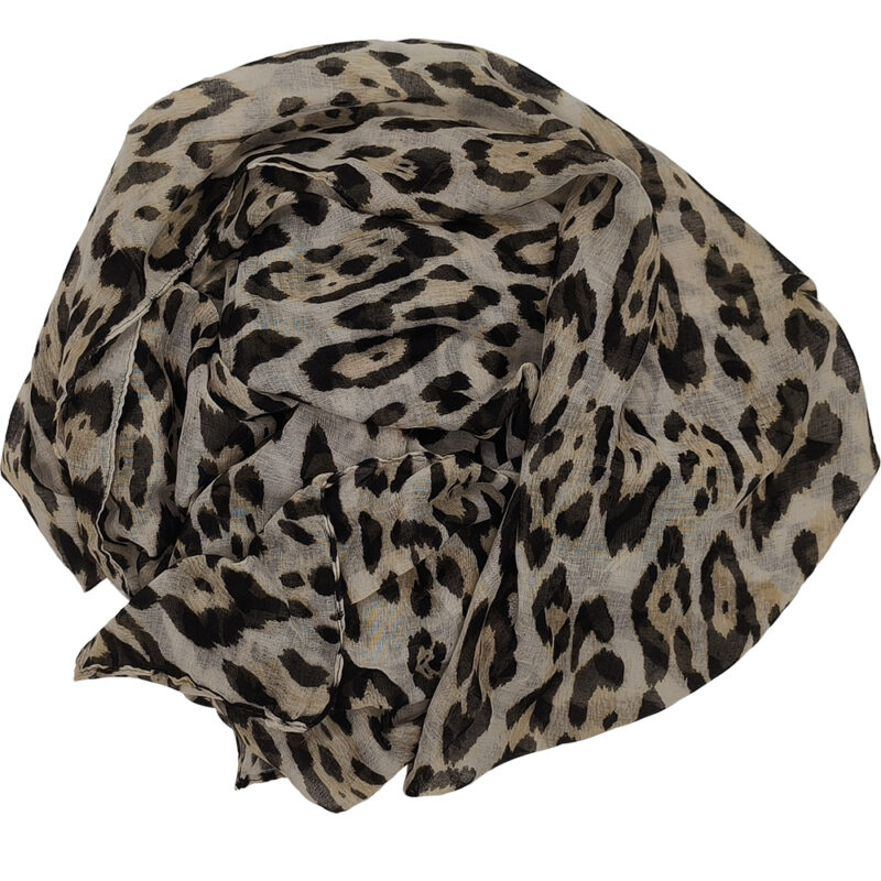 Γυναικείο Φουλάρι Λεπτό, Animal Print, Λεοπάρ - Μπεζ Ανοιχτό