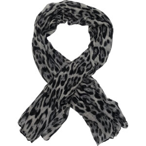 Γυναικείο Φουλάρι Λεπτό, Animal Print, Λεοπάρ - Γκρι Ανοιχτό