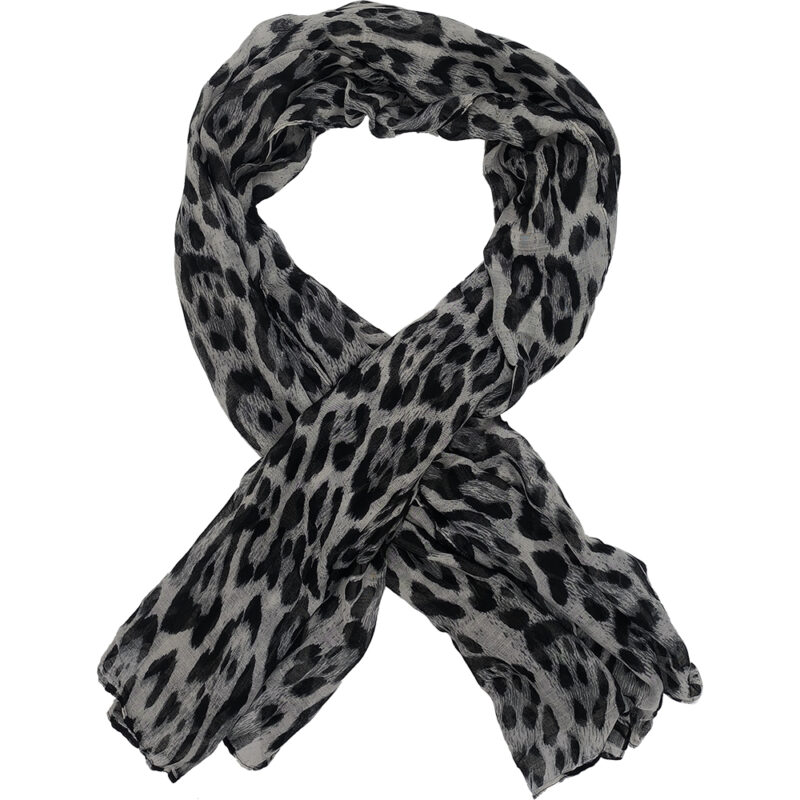 Γυναικείο Φουλάρι Λεπτό, Animal Print, Λεοπάρ - Γκρι Ανοιχτό
