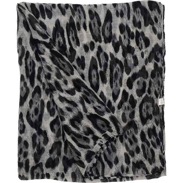 Γυναικείο Φουλάρι Λεπτό, Animal Print, Λεοπάρ - Γκρι Ανοιχτό