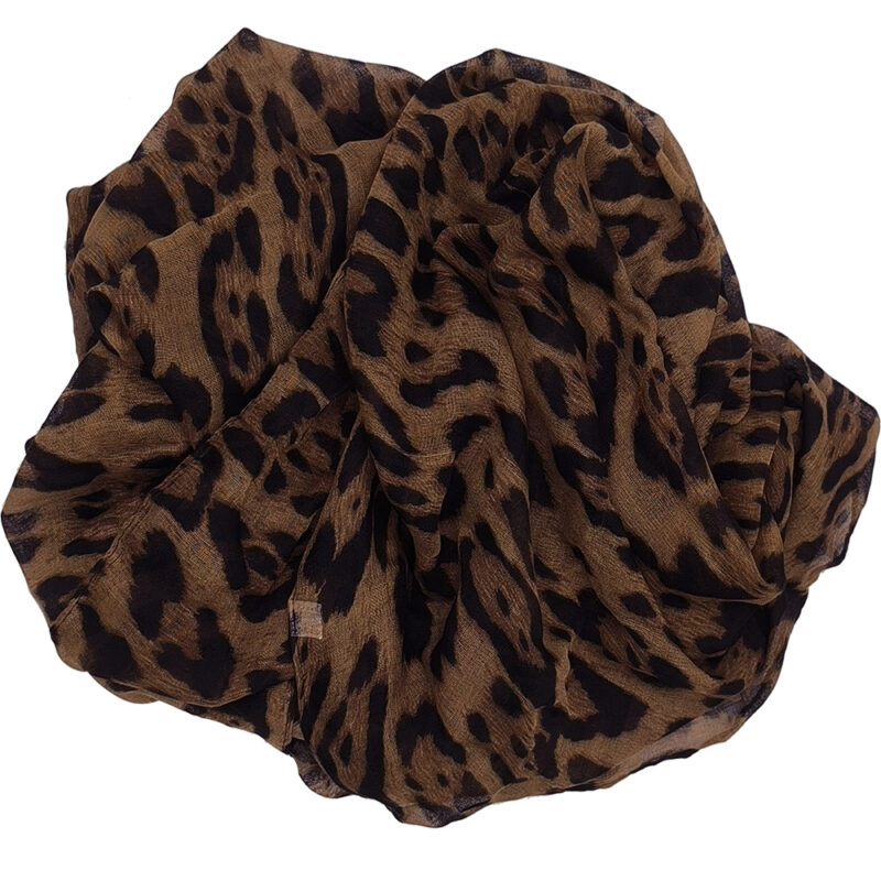 Γυναικείο Φουλάρι Λεπτό, Animal Print, Λεοπάρ - Καφέ Ταμπά