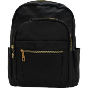 Γυναικεία Τσάντα Πλάτης, Μαλακή, Με Εξωτερικές Θήκες - 4 - Μαύρο