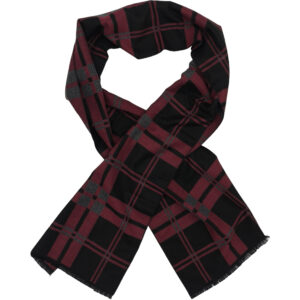 Ανδρικό Κασκόλ Μακρύ Διπλής Όψης, Μάλλινο, Καρό - Κόκκινο