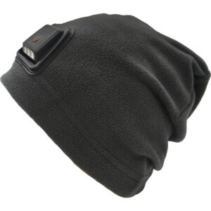 Unisex Σκούφος Fleece & LED Επαναφορτιζόμενο Φακό Κεφαλής, Με 3 Εντάσεις & SOS Σινιάλο - Γκρι Σκούρο