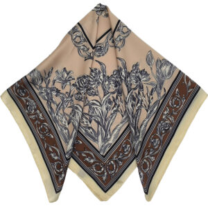 Γυναικείο Μαντήλι Λαιμού Μεταξωτό 100%, Με Σχέδια Λουλούδια - Πολύχρωμο