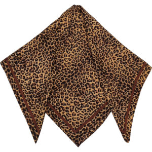 Γυναικείο Μαντήλι Λαιμού Μεταξωτό 100%, Με Σχέδιο Animal Print, Λεοπάρ 2 - Ταμπά