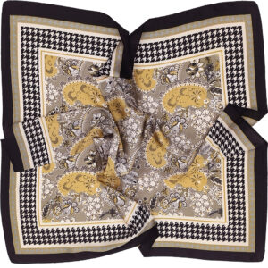 Γυναικείο Μαντήλι Λαιμού Μεταξωτό 100%, Με Σχέδιο Πτι Καρό & Λαχούρια - Πολύχρωμο 2