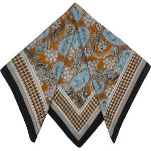 Γυναικείο Μαντήλι Λαιμού Μεταξωτό 100%, Με Σχέδιο Πτι Καρό & Λαχούρια - Πολύχρωμο 1