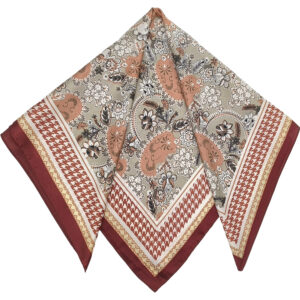 Γυναικείο Μαντήλι Λαιμού Μεταξωτό 100%, Με Σχέδιο Πτι Καρό & Λαχούρια - Κόκκινο