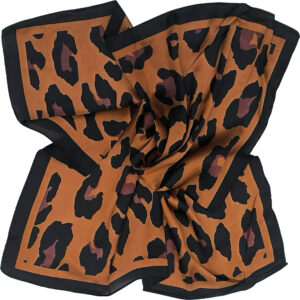 Γυναικείο Μαντήλι Λαιμού Μεταξωτό 100%, Με Σχέδιο Animal Print, Λεοπάρ - Ταμπά