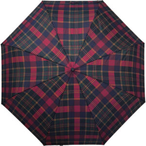 Unisex Ομπρέλα Βροχής Σπαστή Πολλή Μεγάλη, Open/Close Αυτόματη Με Καρό Σχέδιο - Κόκκινο Σκούρο
