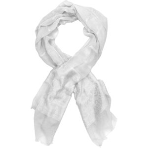 Γυναικεία Εσάρπα/Πασμίνα Για Βραδινές Εμφανίσεις, Γάζα/ Ύφασμα Ζακάρ Με Λαχούρια - Άσπρο 2