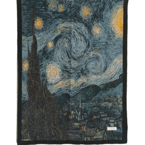 Γυναικεία Πασμίνα Χονδρή, Μάλλινη, Χειμερινή, Αμφίδρομη Ύφανση Με Πίνακα "Έναστρη Νύχτα" Του Van Gogh, Πολύχρωμη