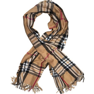 Γυναικεία Πασμίνα Με Καρό Σχέδιο, Κασμίρ - Μπεζ