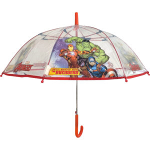 Παιδική Ομπρέλα Βροχής Διάφανη , Αυτόματη, Μπαστούνι, Marvel Avengers - Κόκκινο