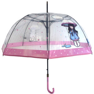 Παιδική Ομπρέλα Βροχής Διάφανη , Αυτόματη, Μπαστούνι, Santoro London Santoro Gorjuss - Ροζ