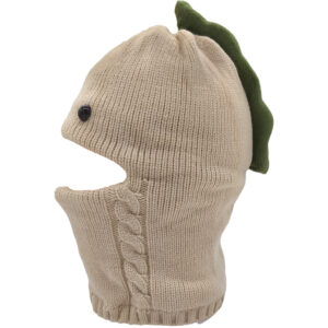 Παιδικό Σκουφάκι Πλεκτό, Μπαλακλάβα,  Σχέδιο Δεινόσαυρου, Μπεζ