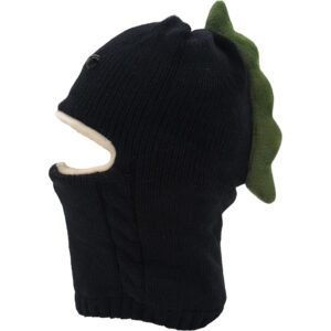 Παιδικό Σκουφάκι Πλεκτό, Μπαλακλάβα,  Σχέδιο Δεινόσαυρου, Μαύρο