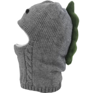 Παιδικό Σκουφάκι Πλεκτό, Μπαλακλάβα,  Σχέδιο Δεινόσαυρου, Γκρι Ανοιχτό