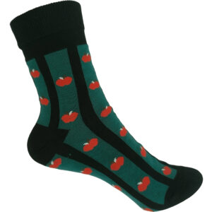 Unisex Κάλτσες Χριστουγεννιάτικες, Μακριές, Βαμβακερές, 1 Ζευγάρι, Σχέδιο & Μήλα, Νο.36-41, Μαύρο