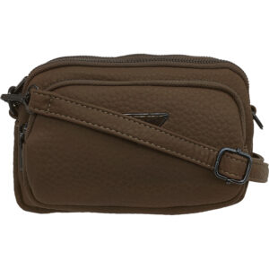 Γυναικείο Τσαντάκι Χιαστί Με Πολλές Θήκες & Αποσπώμενο Ιμάντα, Μικρό, Καφέ Ανοιχτό