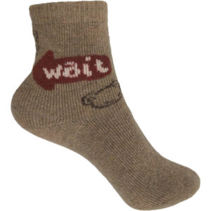 Παιδικές Κάλτσες Πετσετέ, Μακριές, Βαμβακερές, Με Σχέδιο "WAIT", 1 Ζευγάρι, Νο.24-29, Καφέ Ανοιχτό