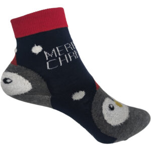 Παιδικές Κάλτσες Χριστουγεννιάτικες, Βαμβακερές, Με Σχέδιο Πιγκουίνοι, 1 Ζευγάρι, Νο.16-22, Μπλε Σκούρο
