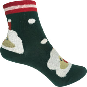 Παιδικές Κάλτσες Χριστουγεννιάτικες, Βαμβακερές, Με Σχέδιο Άγιο Βασίλη, 1 Ζευγάρι, Νο.16-22, Πράσινο