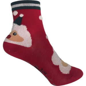 Παιδικές Κάλτσες Χριστουγεννιάτικες, Βαμβακερές, Με Σχέδιο Άγιο Βασίλη, 1 Ζευγάρι, Νο.16-22, Κόκκινες