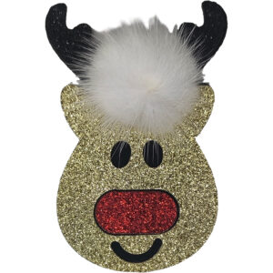 Παιδικό Κοκαλάκι, Πιαστράκι Χριστουγεννιάτικο Με Glitter & Φούντα - Ρούντολφ 1